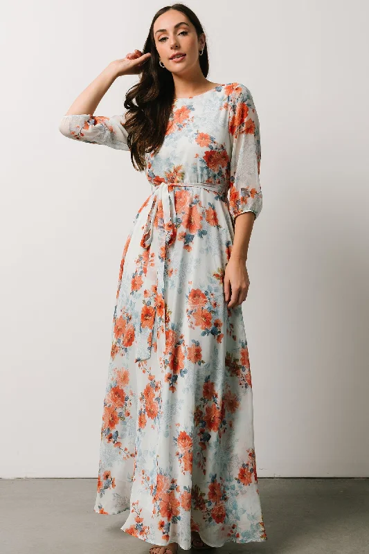 Rebecca Maxi Dress | Blue + Coral Blossom