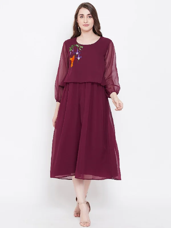 Women's Embroidered Layered Dress - BitterLime